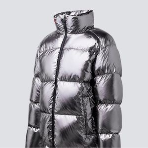 Perfect Moment Foil Silver Metallic Short  Parker Puffer Jacket
